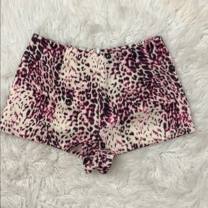 Purple leopard scuba fabric shorts